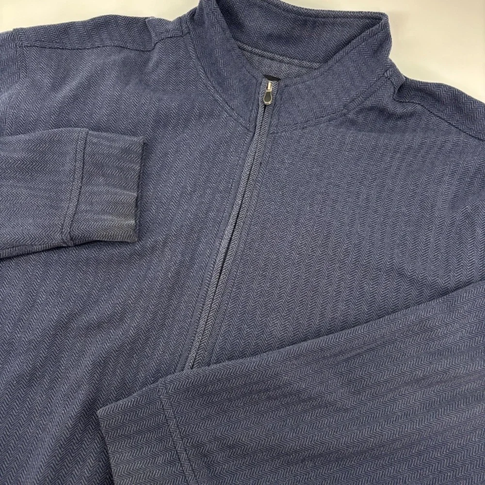 Pebble Beach Mens Full‎ Zip Jacket XL Blue Herringbone Textured Golf Layer PGA